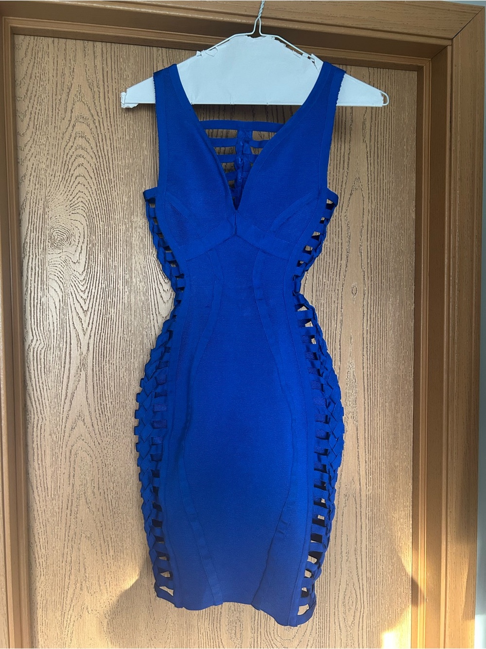Blue Ladder-Panel Bodycon Dress